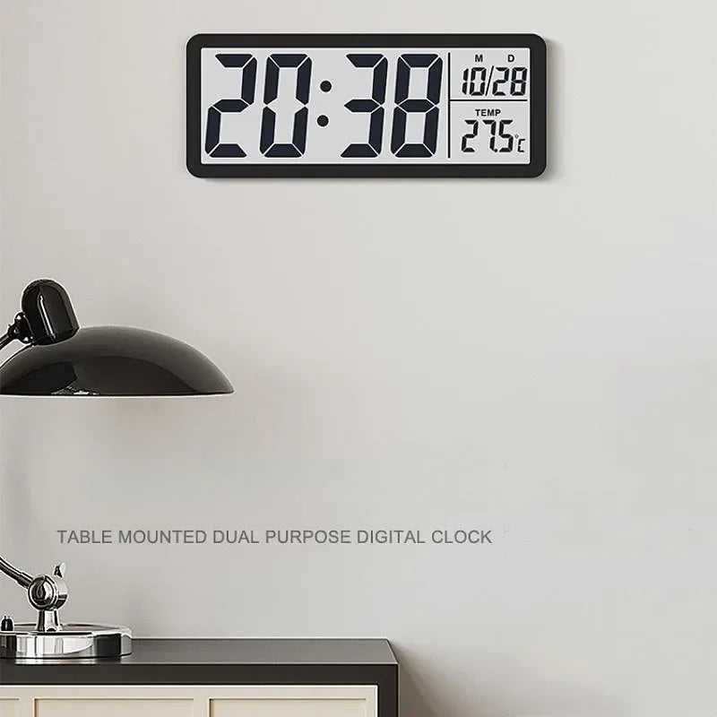 Battery Powered LCD Digital Wall Clock Time Temperature Date Desktop Table Clock With USB Cable 12/24H LCD Clock