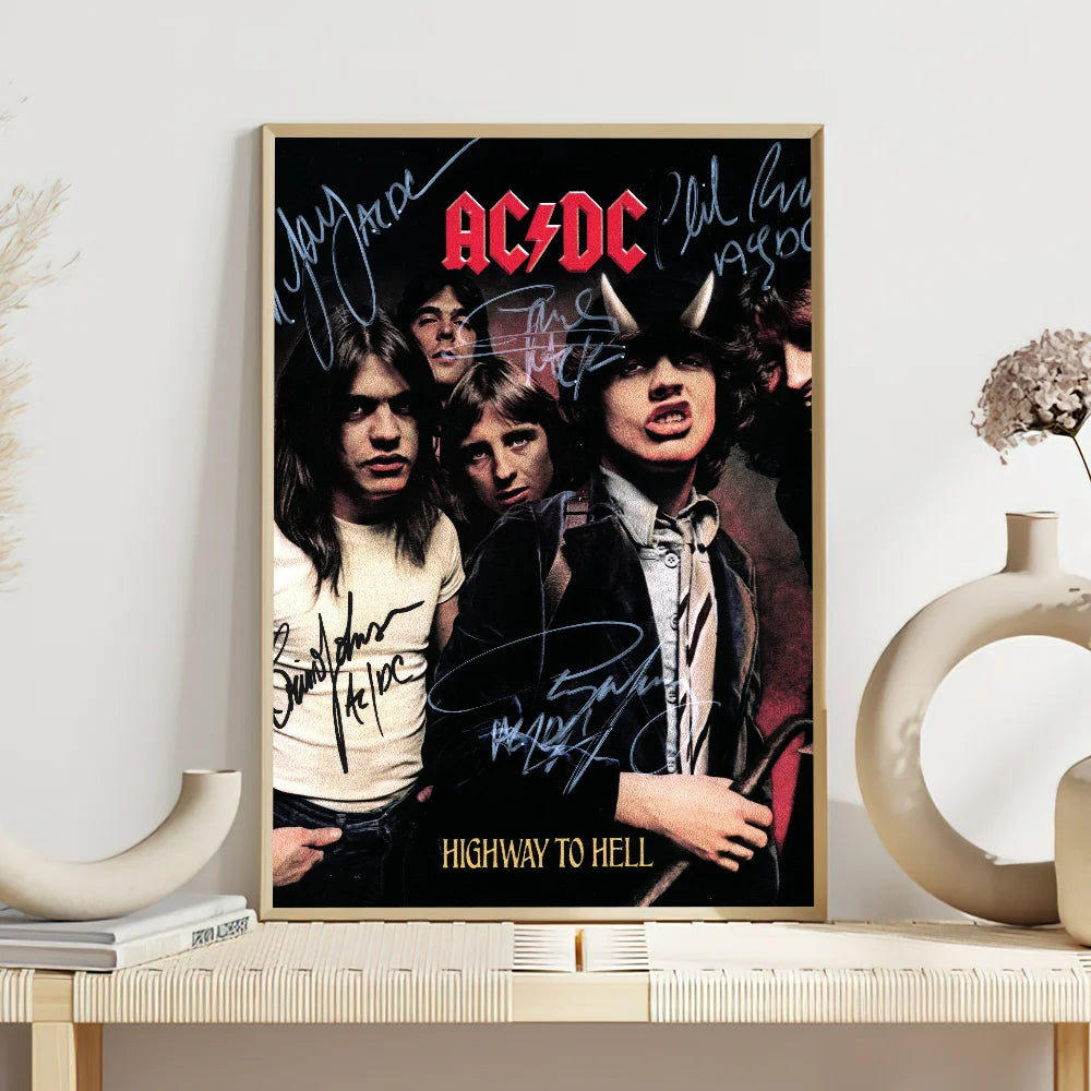 Band ACDC Music Poster Self Adhesive Painting Living Room Office Decoration Bedroom Home Wall Sticker Prints - z3