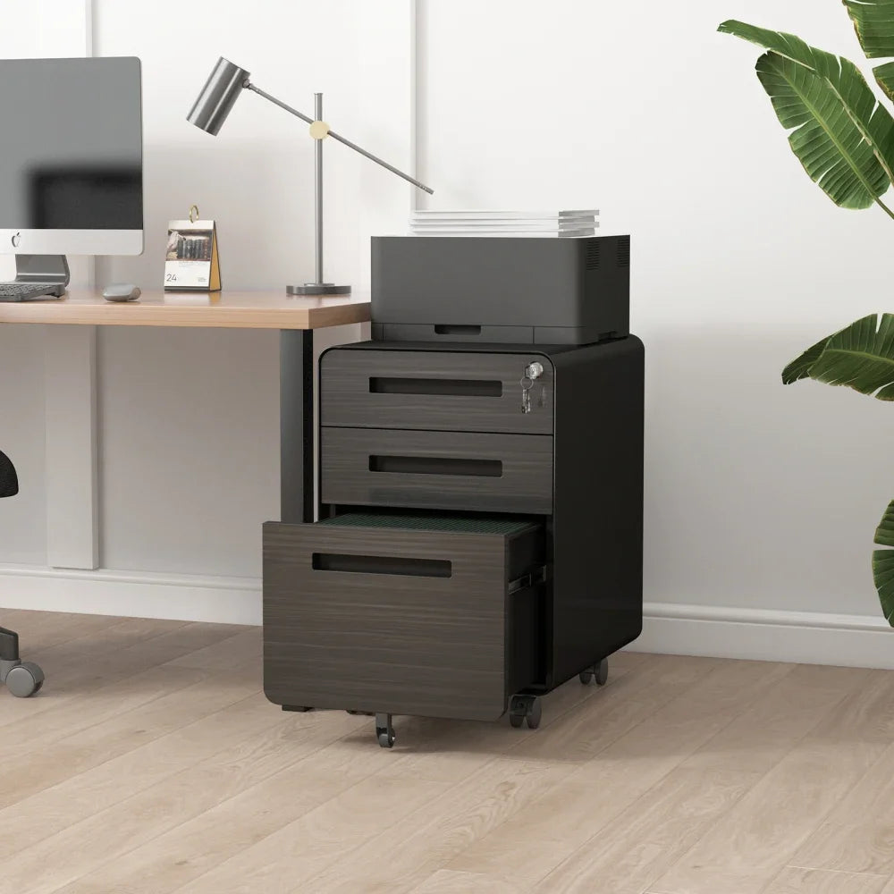 3 Drawer Mobile File Cabinet Under Desk Office,Simple Style Versatile Storage Cabinet for Legal/Letter/A4 Files 5 Wheel