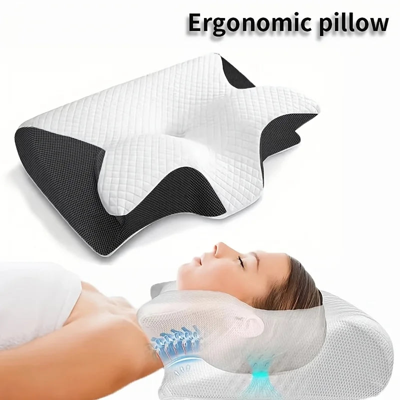 Memory Foam Cervical Pillow for Neck Shoulder Relief Ideal for Side Stomach Back Sleepers Light Gray Perfect Christmas