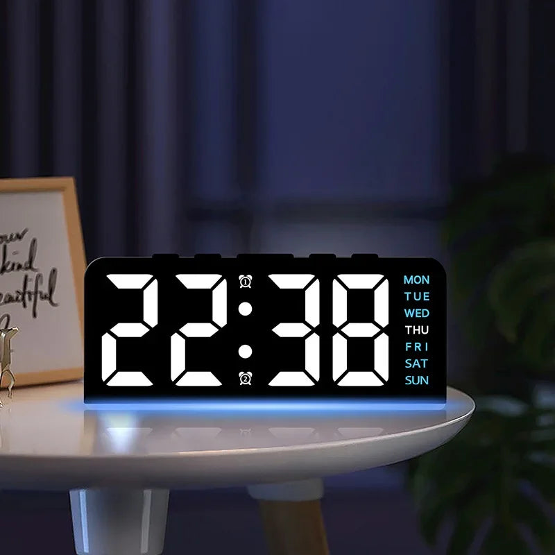 7’’ LED Digital Alarm Clock Table Clock Three-Level Adjustable Brightness Dimmer/Dual Alarm/Temp/Date/Night Light
