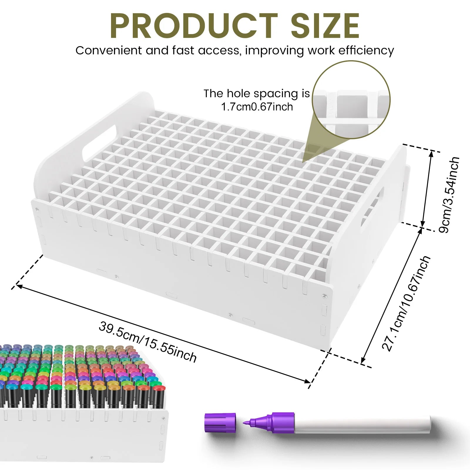 120/204 Slots Art Marker Pencil Storage Rack Large Capacity Watercolour Brushes Organizer Rack Dustproof Marker Holder