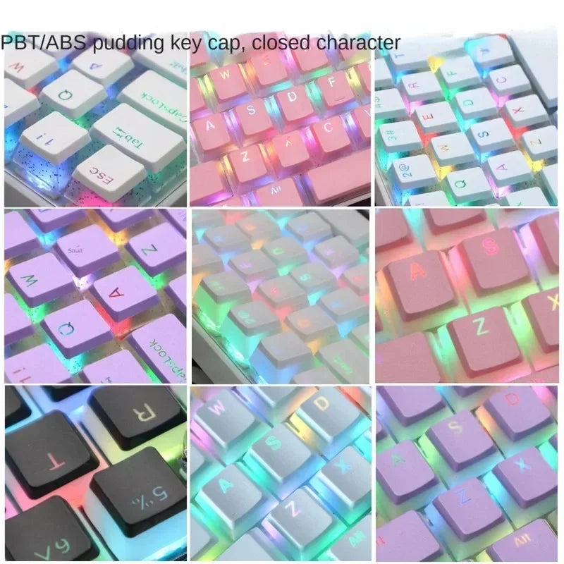 104-key-abs-pbt-pudding-double-double-color-transparent-closed-character-color-small-set-keyboard-cap-key-mechanical-key-cap