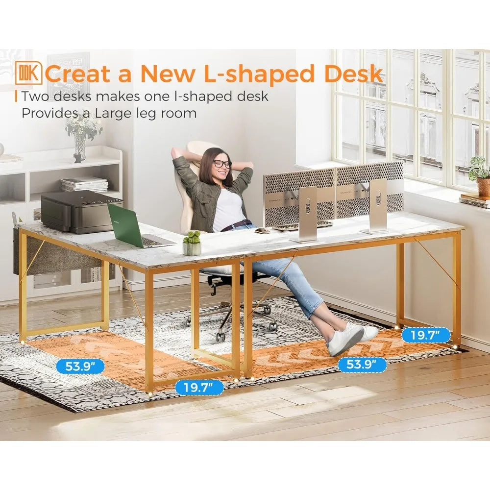 Computer Desk Large Office Desk 55 Inch Gaming Desk with Storage Modern PC Desk Work Table with Headphone Hook for Home