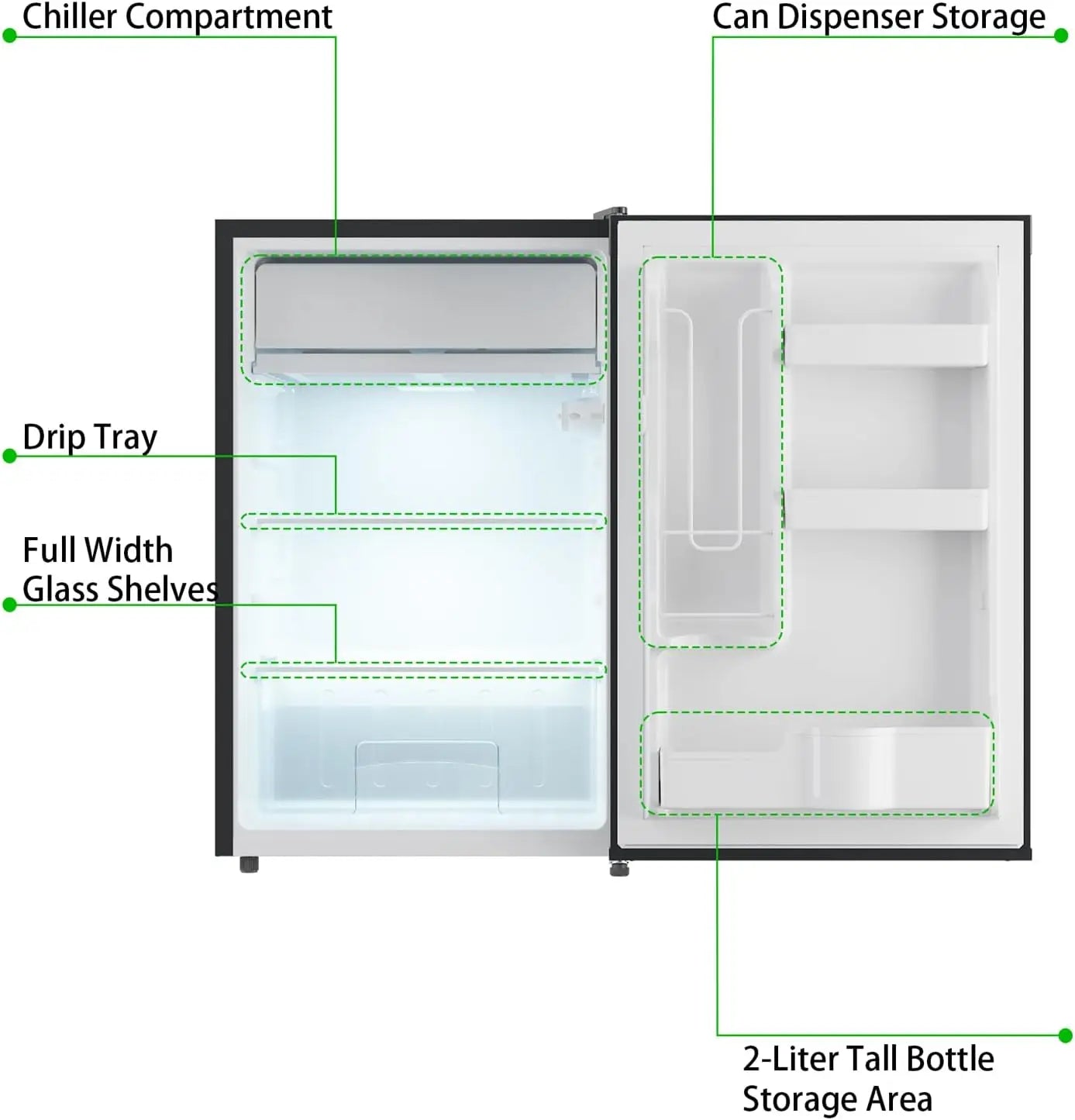 4.3 Cu.Ft Mini Fridge With Freezer Single Door Small Refrigerator 7 Settings Temperature Adjustable Low Noise For Home