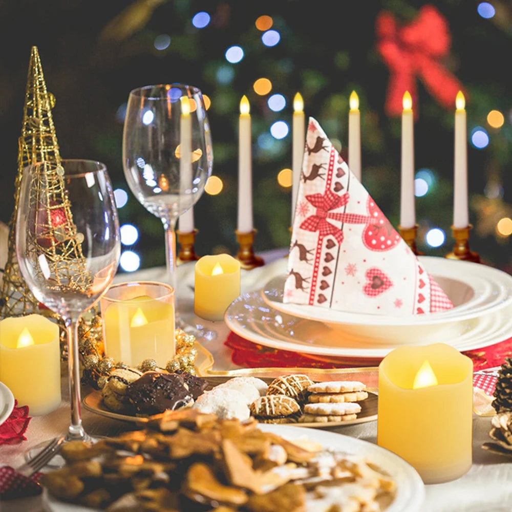 FPOO Led Flickering Flameless Candles With Rechargeable Timer Remote electric Tea lights Lamp For Wedding Home