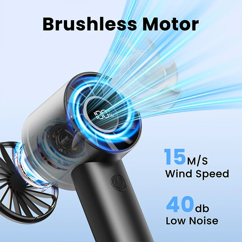 GAIATOP Portable Mini Fan Handheld Fan with LED Display & Flashlight 3 Speeds 2000mAh USB Rechargeable Battery Fan