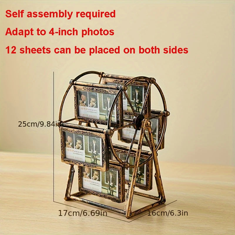 4/5 Inch Photo Frame Wedding Picture Frame Vintage Decoration Home Ornaments Living Room Desk Office Windmill Carousel