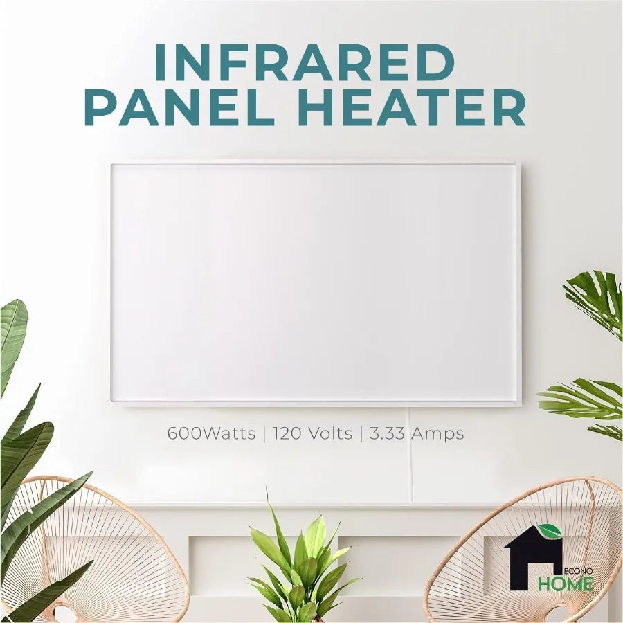 600W Infrared Wall Heater with Plug-In Thermostat for Efficient Room Warming in Living Rooms Bedrooms and Offices