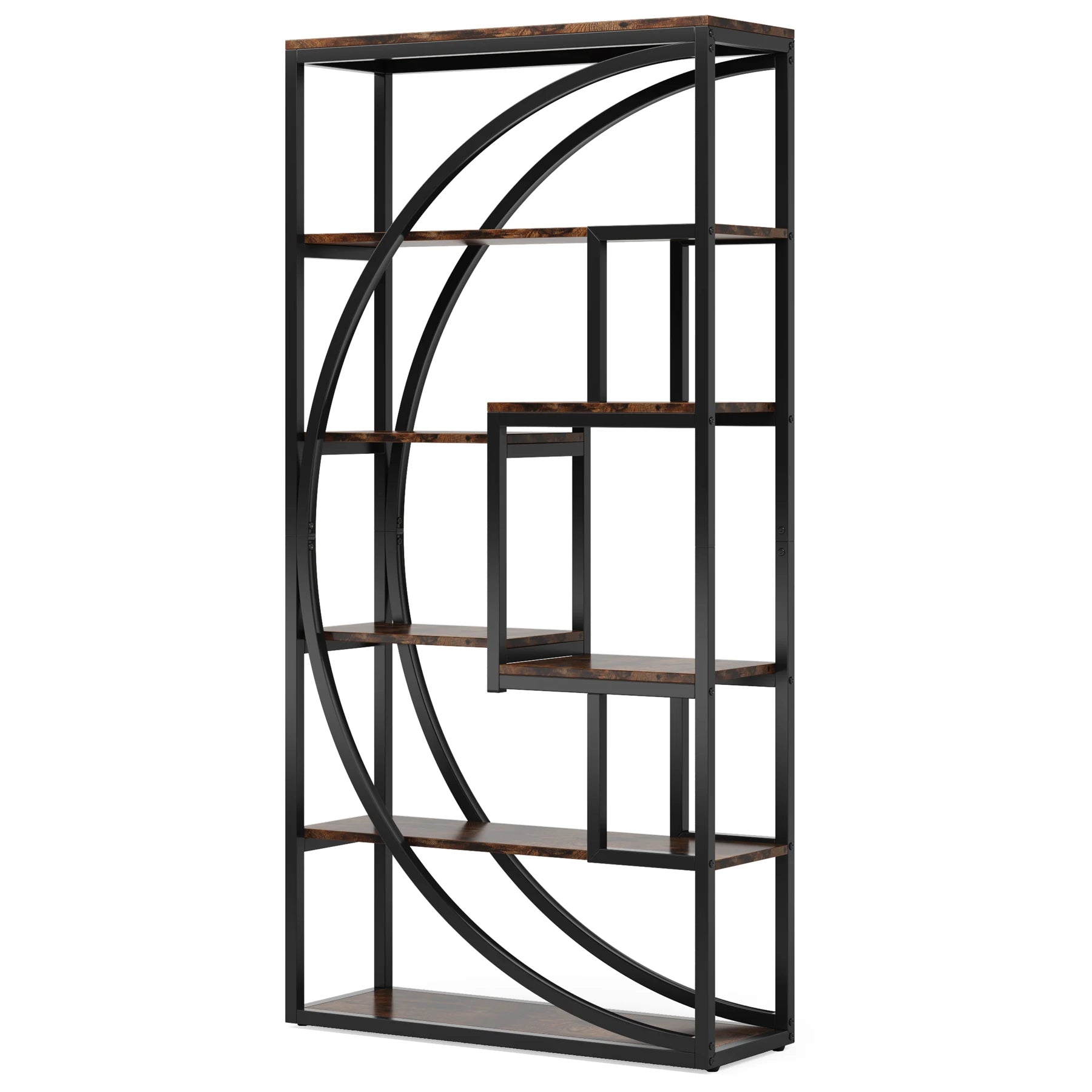 Tribesigns Bookshelf Industrial 5-Tier Etagere Bookcase 70.8 inch Tall Bookshelf with 8 Open Storage Shelf Vintage Grey