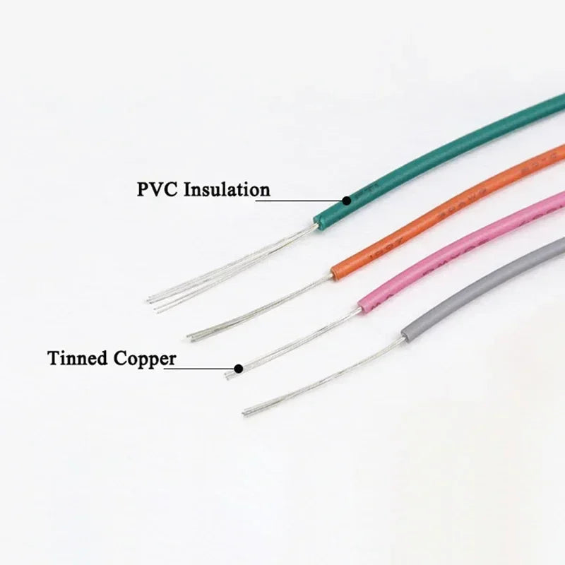 （5 Colors Mix Kit）UL1007 Wire PVC Insulation Tinned Copper Cable Stranded Electrical Line 30/28/26/24/22/20/18/16 AWG