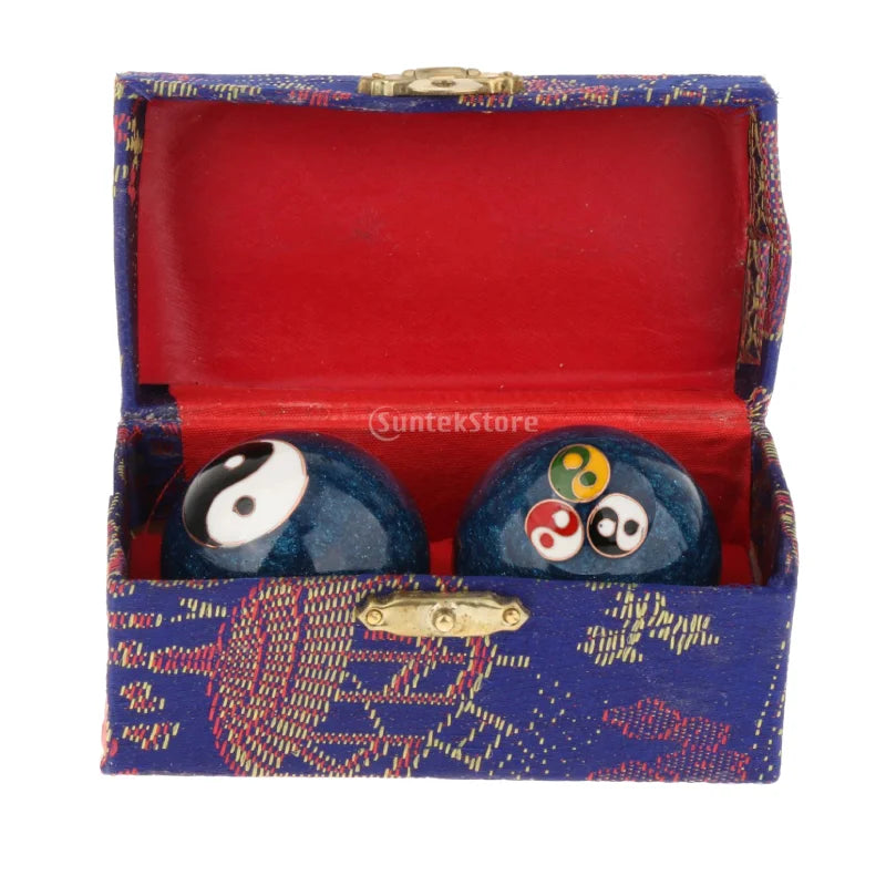 2pcs Chinese Baoding Balls With Fitness Seniors Finger Dexterity Massager Baoding Balls Relax - Gossip blue 42mm