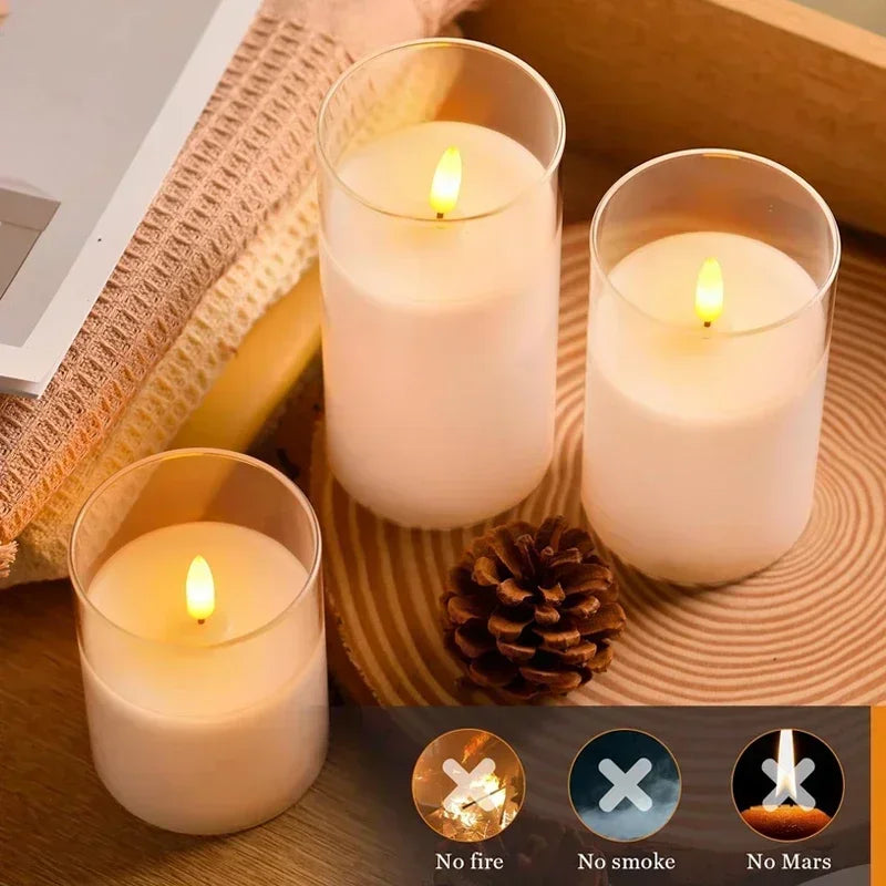 LED Flameless Candles with Remote Timer Realistic Flickering Flame Acrylic Candle Battery Powered for Christmas Wedding