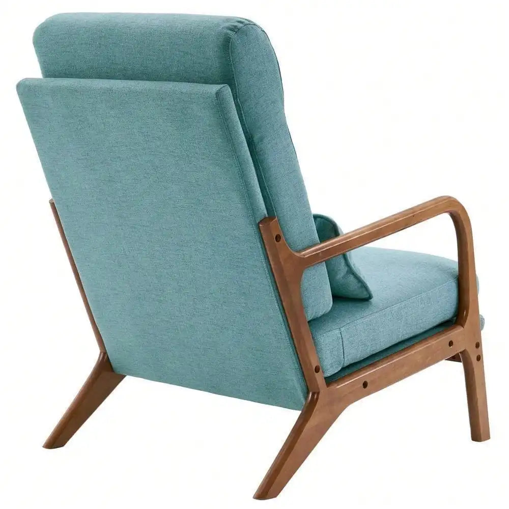 Solid Wood Accent Chair Single Sofa Upholstered Lounge Armchair High Back - green / United States