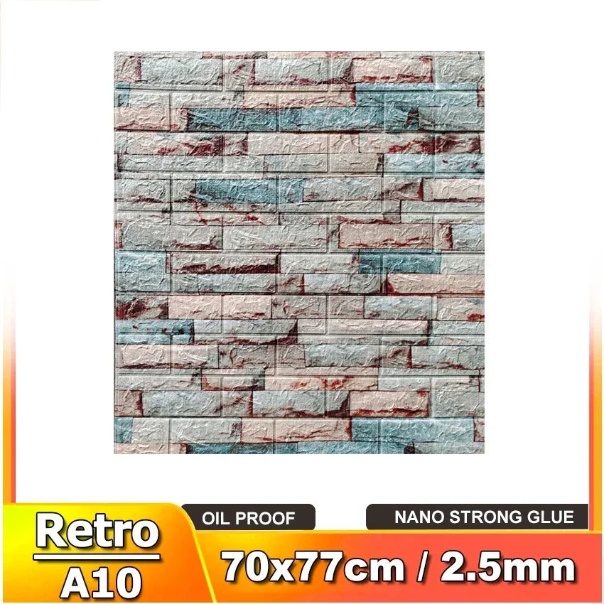 Imitation brick retro Wall papers thick 2.5mm Self-adhesive Waterproof Wall Stickers Home dector for Living room