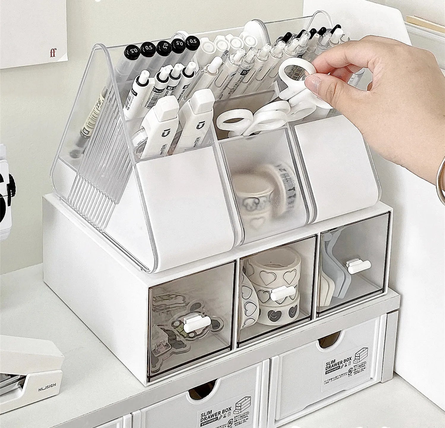 Creative Desktop Organizer Pen Holder Desk Storage Box Table Organizador School Office Stationery