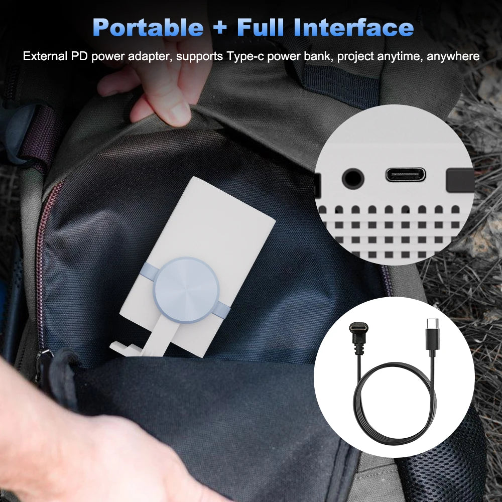 DESS 2025 new portable projector Android 13 HD quality projector dual WiFi6 mini home theater projector can be rotated