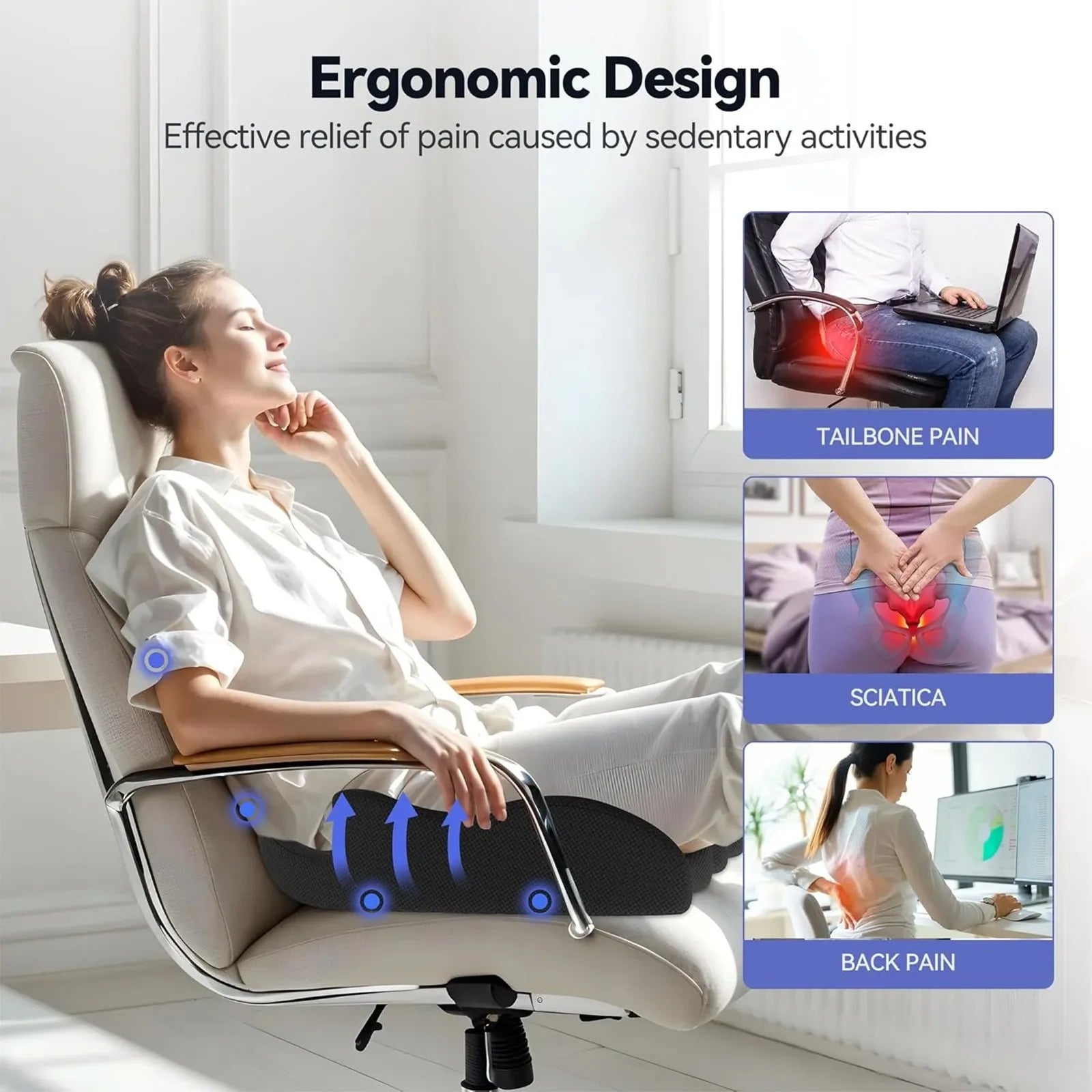 1pcs Office Chair Seat Cushion Pillow For Back Sciatica Coccyx Cushion Chair Support Cushion Memory Foam Chair Cushion