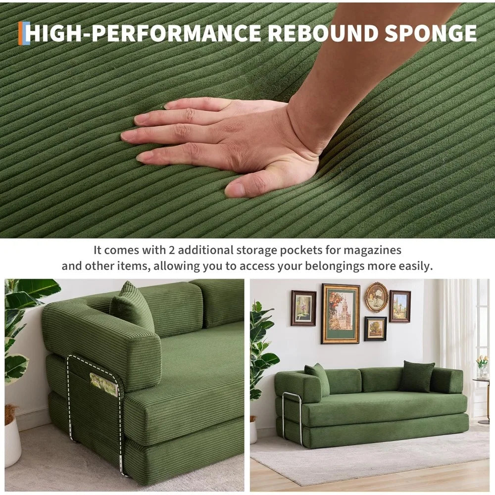 Convertible Sleeper Sofa Bed,78.8’’ Floor Sofa Bed,5-in-1 Folding Mattress Couch Loveseat with Fixed-Shape