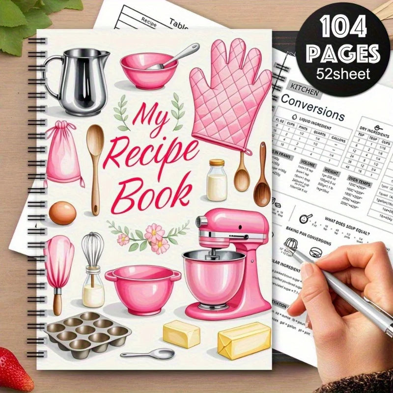 1 Recipe Notebook A kitchen planner with cute cooking patterns and pastel-colored food journal for home cooks and meal