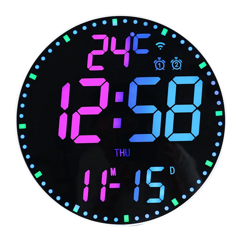 RGB LED Digital Wall Clocks Intelligent Wifi App Control Temperature Date Week Display Multi-functional Electronic