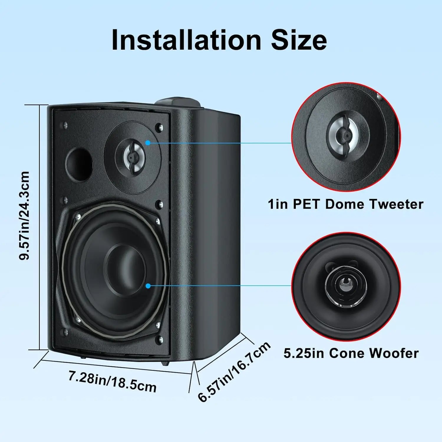 Herdio 5.25’’ 600 Watts Passive Indoor Outdoor Speakers Wired Waterproof Wall Mount Speakers with Loud Volume Perfect
