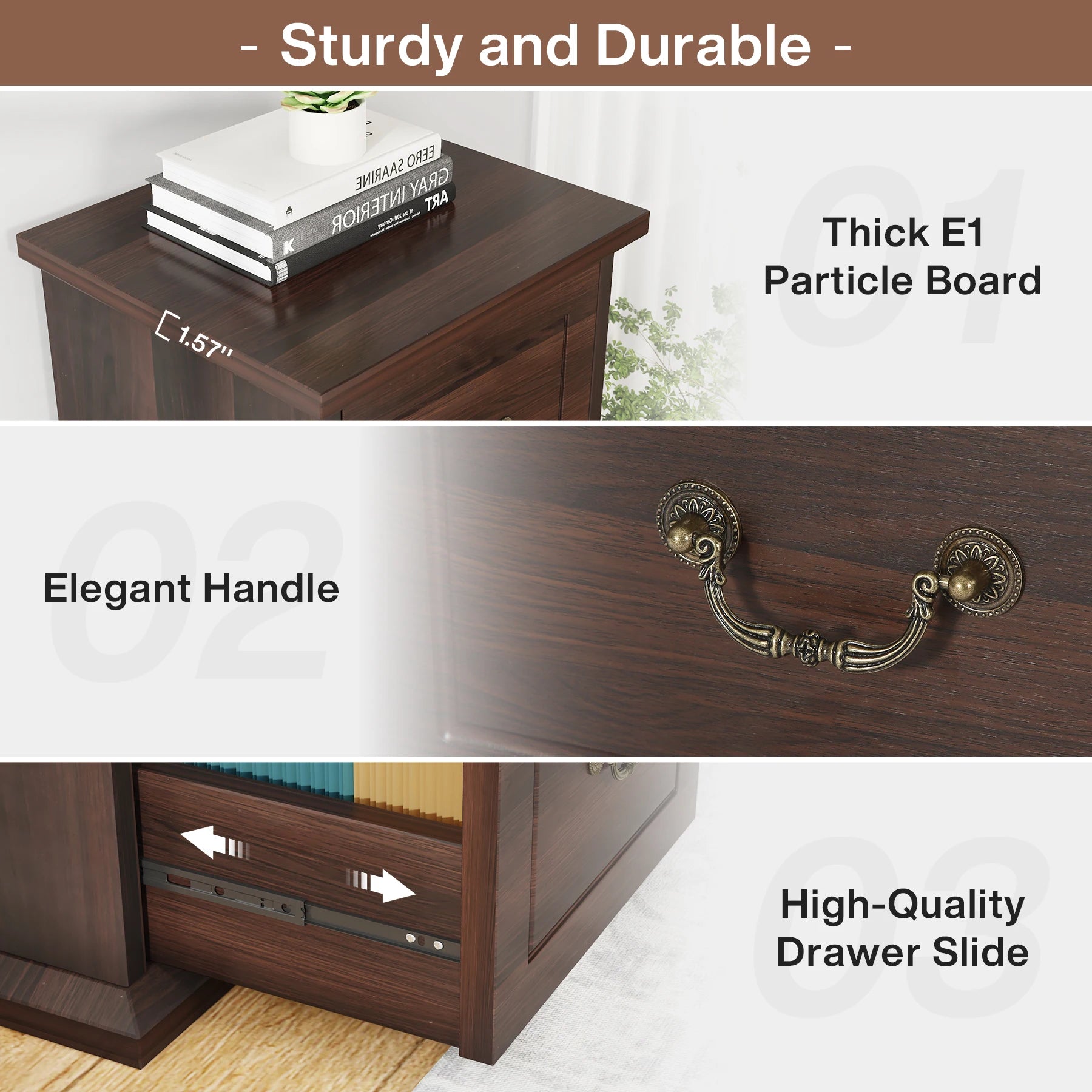 Tribesigns 4-Drawer File Cabinet Filing Cabinet Vertical File Cabinet Home Office Wood Filing Cabinet for A4 /Letter