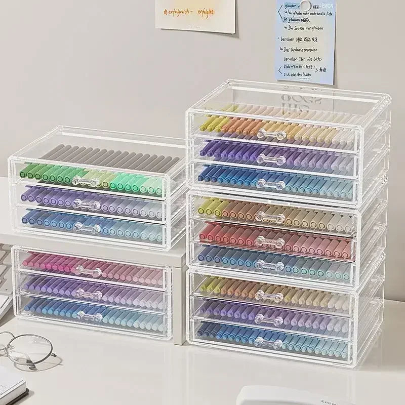 High Capacity Acrylic Marker Pen Holder Colored Pencil Storage Box Transparent Organizer for Kid Case Painting School