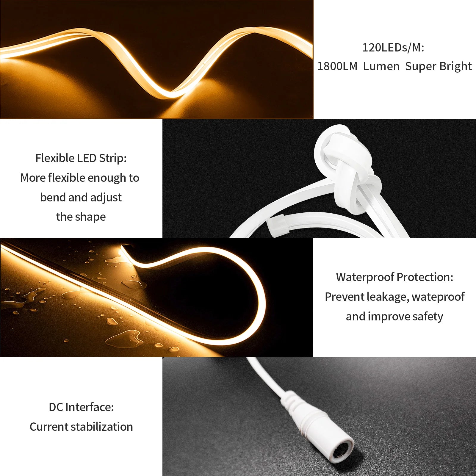 Neon LED Strip 3000K 6500K 8m 16m 24V 120leds/m Flexible Silicone LED Strip Dimmable Waterproof LED Strip For Outdoor