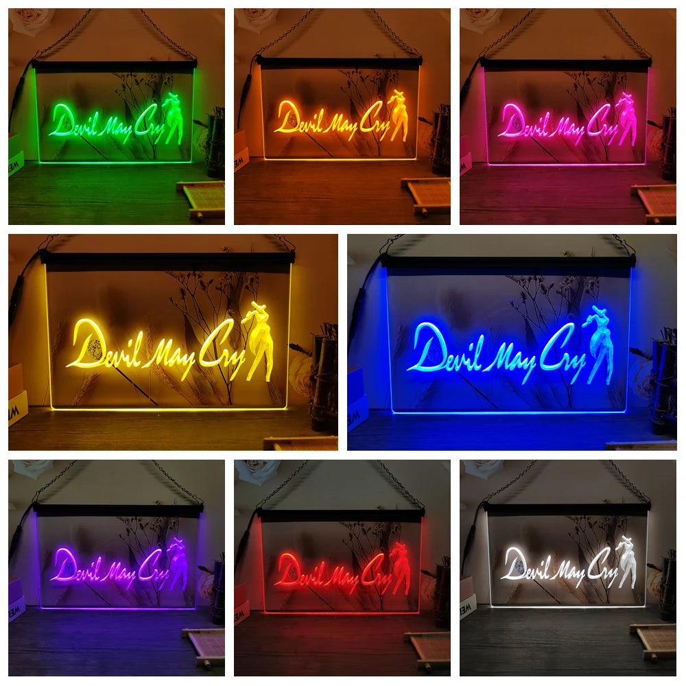 Devil May Cry-3D Carving LED Neon Sign Wall Art for Home,Room,Bedroom,Office,Farmhouse Decor