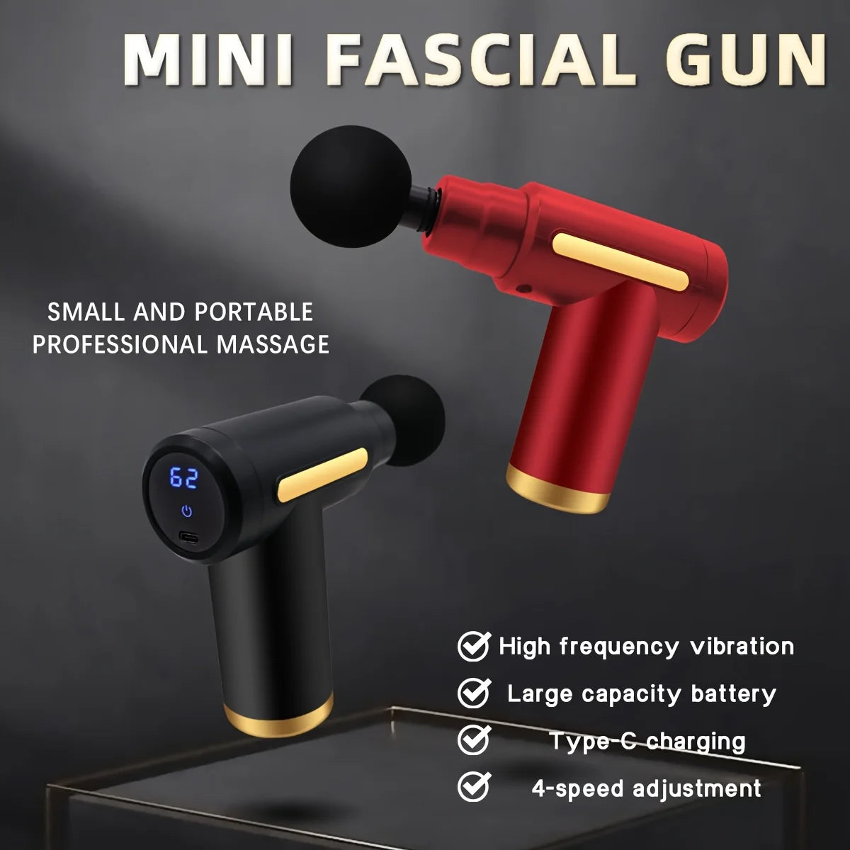 Portable digital fascia gun convenient electric massager LED display screen with six adjustable levels,silent