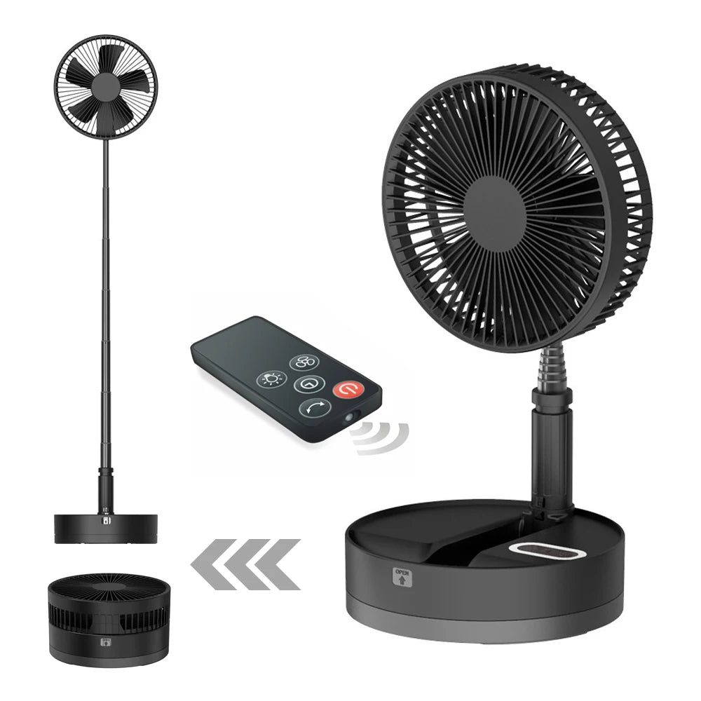 Foldable Fan Foldaway Oscillating with Remote Control 10800mAh Battery Operated Fans Portable for Outdoor Courtyard