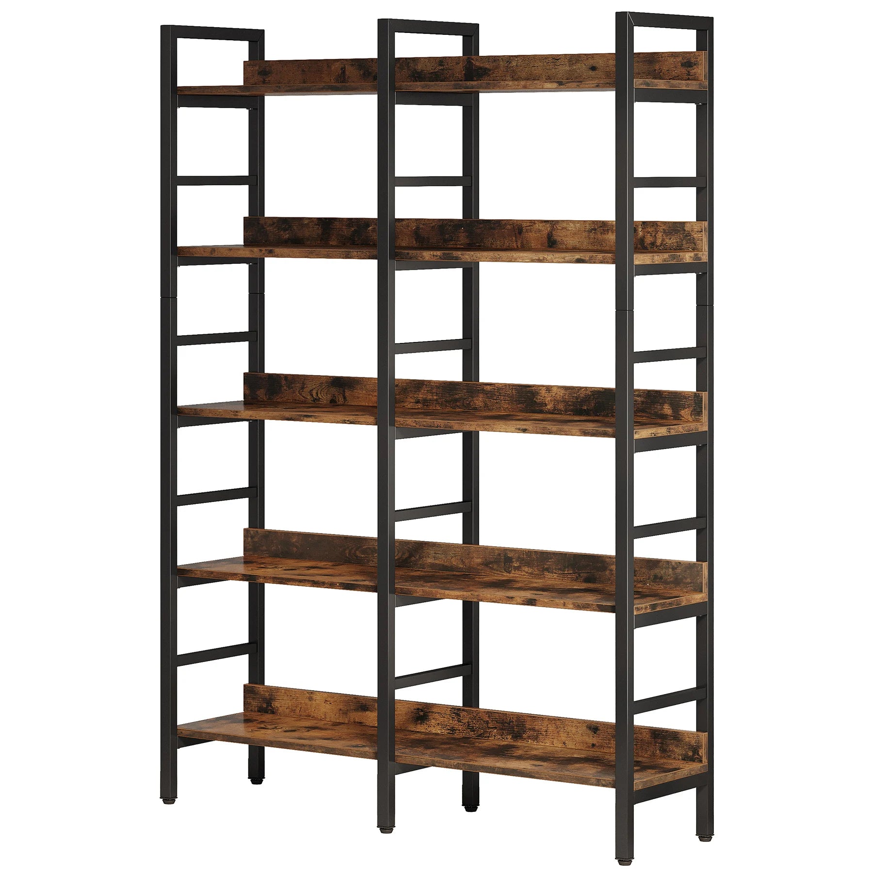 Tribesigns 5-Tier Industrial Bookshelf 71”H x 47”W Etagere Bookcase Freestanding Double Wide Book Shelf for Storage