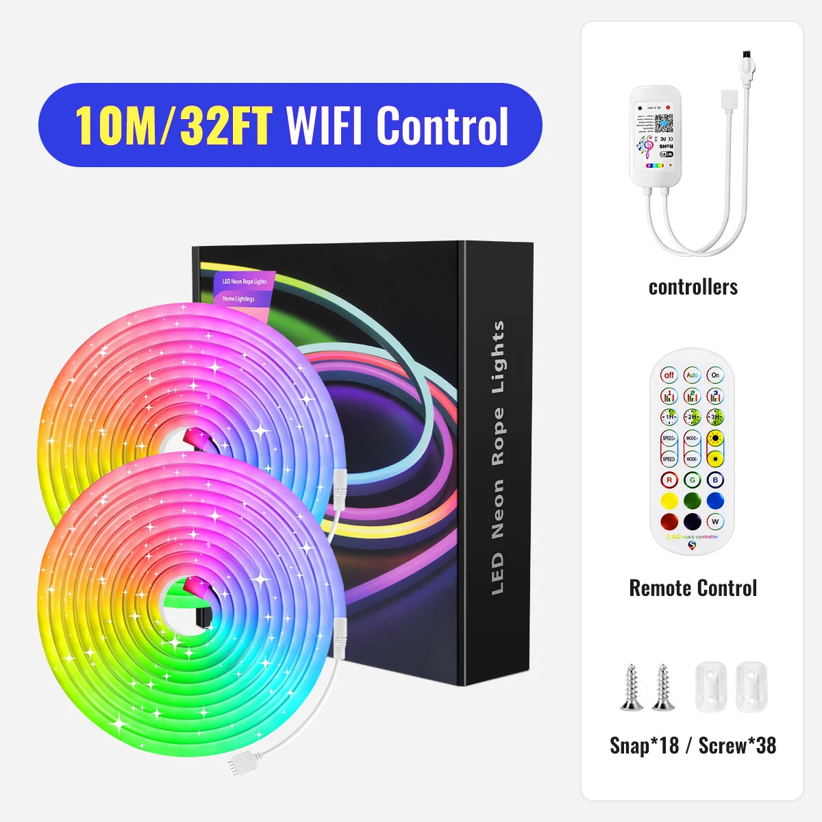 LED Neon Strip Light,3/5m Smart LED WIFI APP RGB,16Colors DIY Light Waterproof Flexible Light Strip Work With Alexa