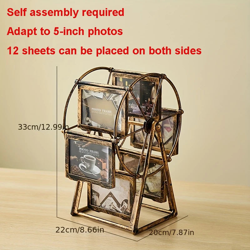 4/5 Inch Photo Frame Wedding Picture Frame Vintage Decoration Home Ornaments Living Room Desk Office Windmill Carousel