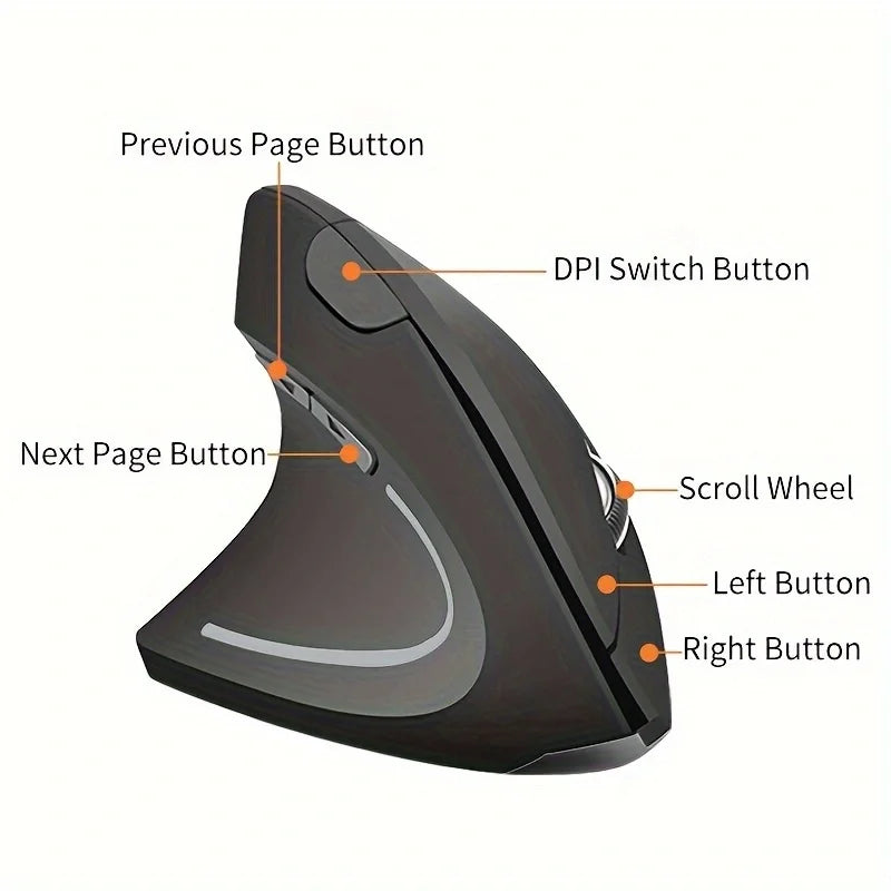 New Vertical 5th Generation Left-Handed Wired Computer Accessory Mouse Ergonomic Design BTS-911 Left-Handed Wired Black