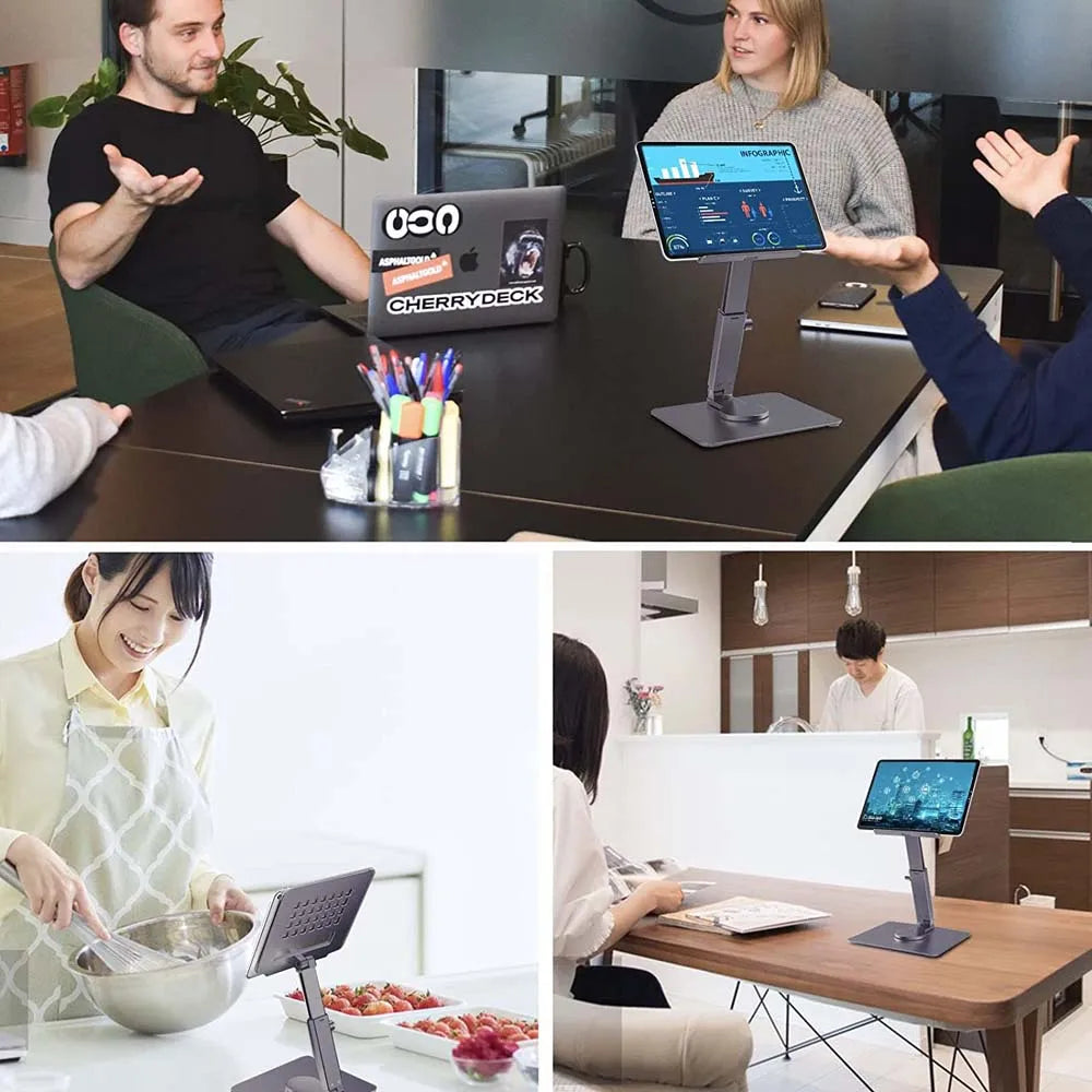 Aluminum Tablet Stand Desk Riser 360° Rotation Multi-Angle Height Adjustable Foldable Holder Dock For Xiaomi iPad