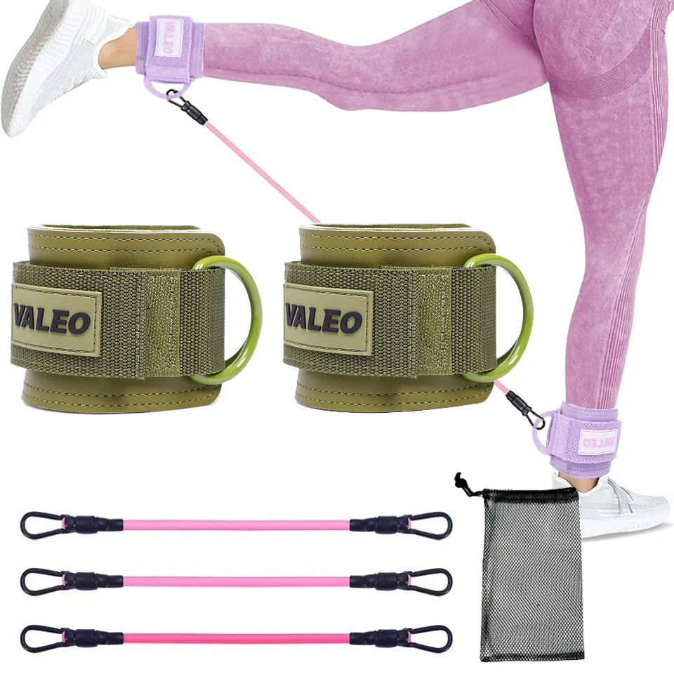 LOOGDEEL Resistance Bands Set Ankle Straps Adjustable Foot Support Padded Cuff Ankle Weight Leg Training Brace Yoga
