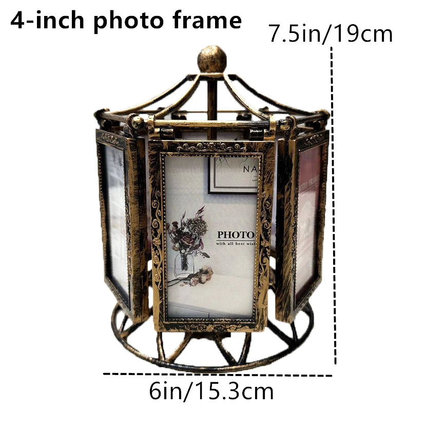 4/5 Inch Wedding Picture Frame Vintage Decoration Home Photo Frame Ornaments Living Room Desk Office Windmill Carousel