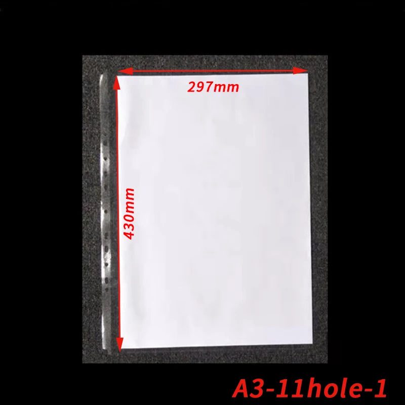 25PCS Clear Plastic A5B5A4A3 Folder Bags for Documents Transparent Sheet Loose Leaf Filling Protectors Notebook Binder
