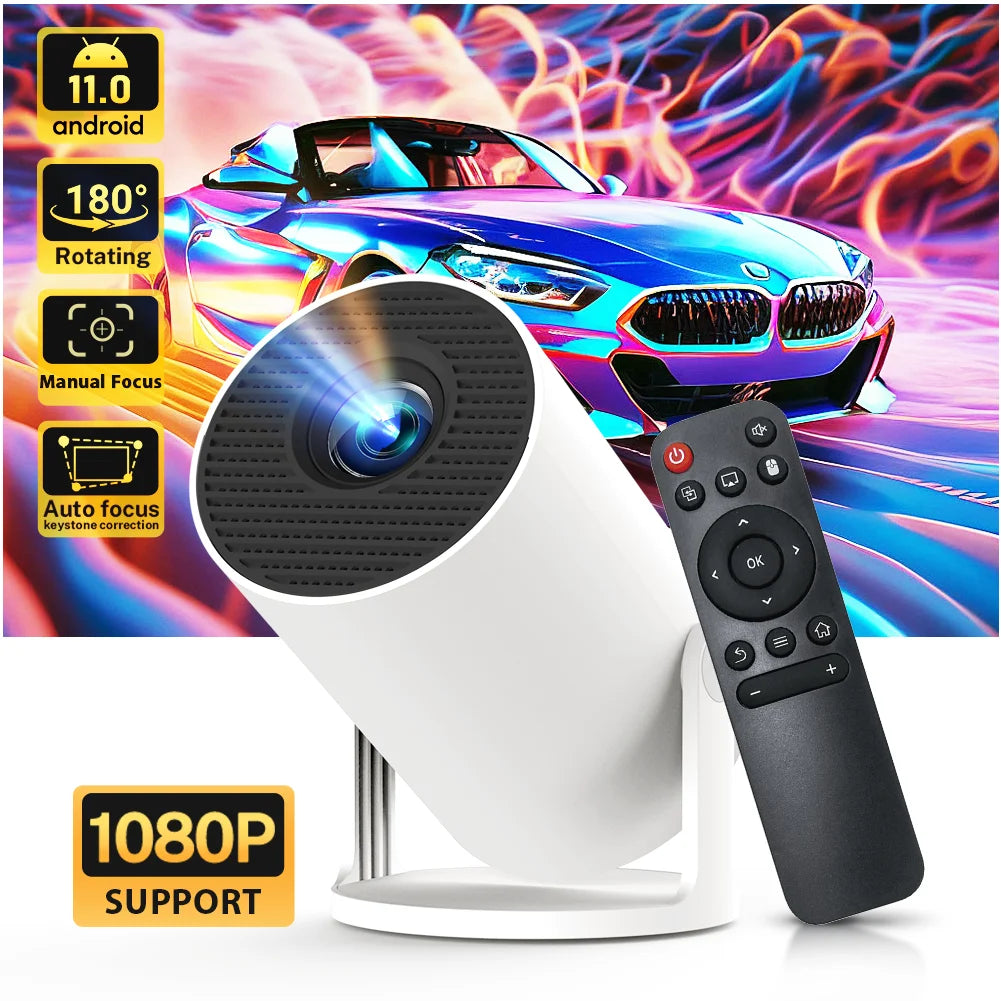 LYNCAST portable mini Projector BluetoothPortable 720P， Supports 4K video with 180 degree rotation - US Plug / GERMANY