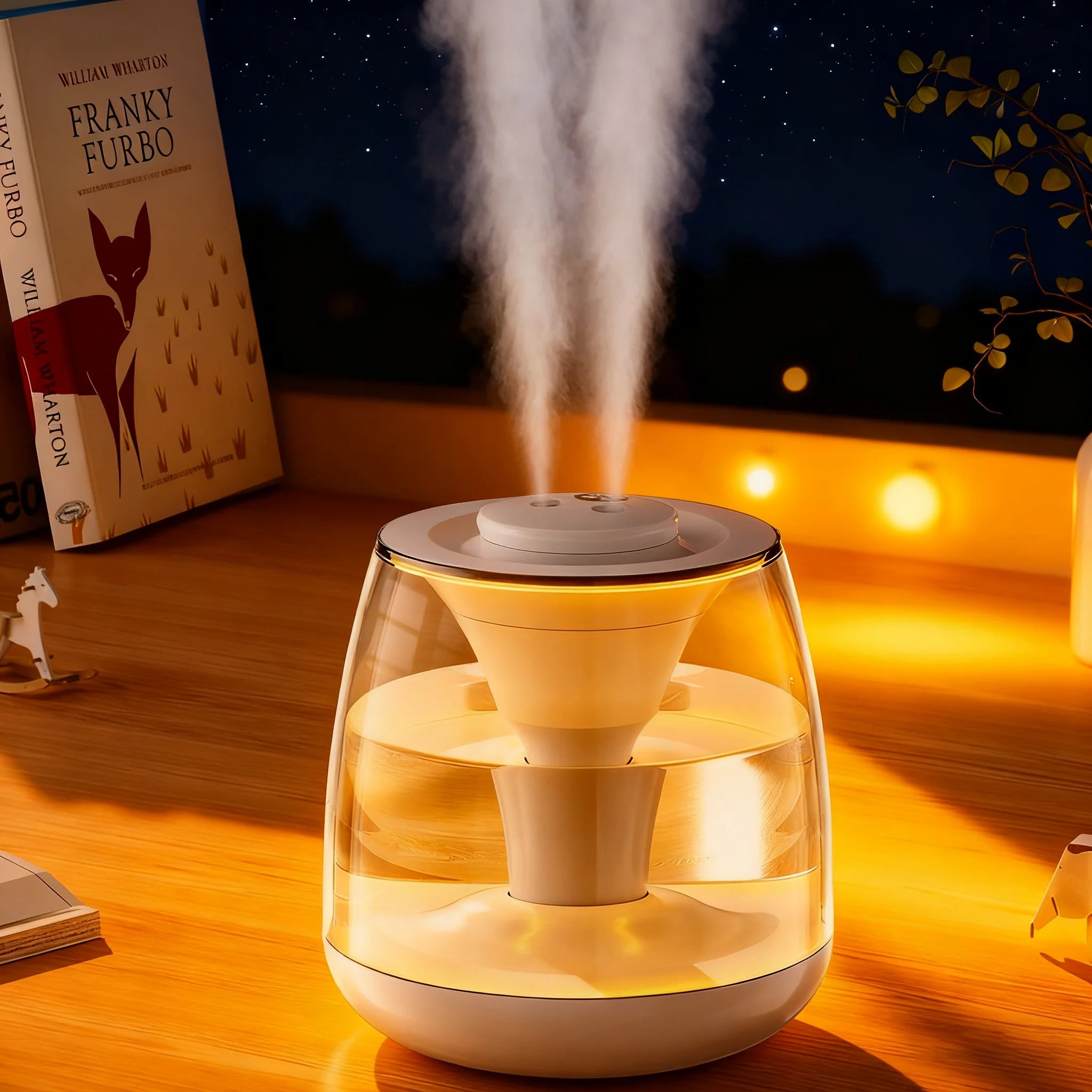 Large capacity dual spray humidifier mute digital display humidity household bedroom color atmosphere light