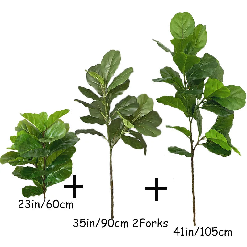 23-41in Artificial Ficus Tree Fake Plants Tropical Plastic Palm Tree Real Touch Banyan Leafs Home Shop Office Garden