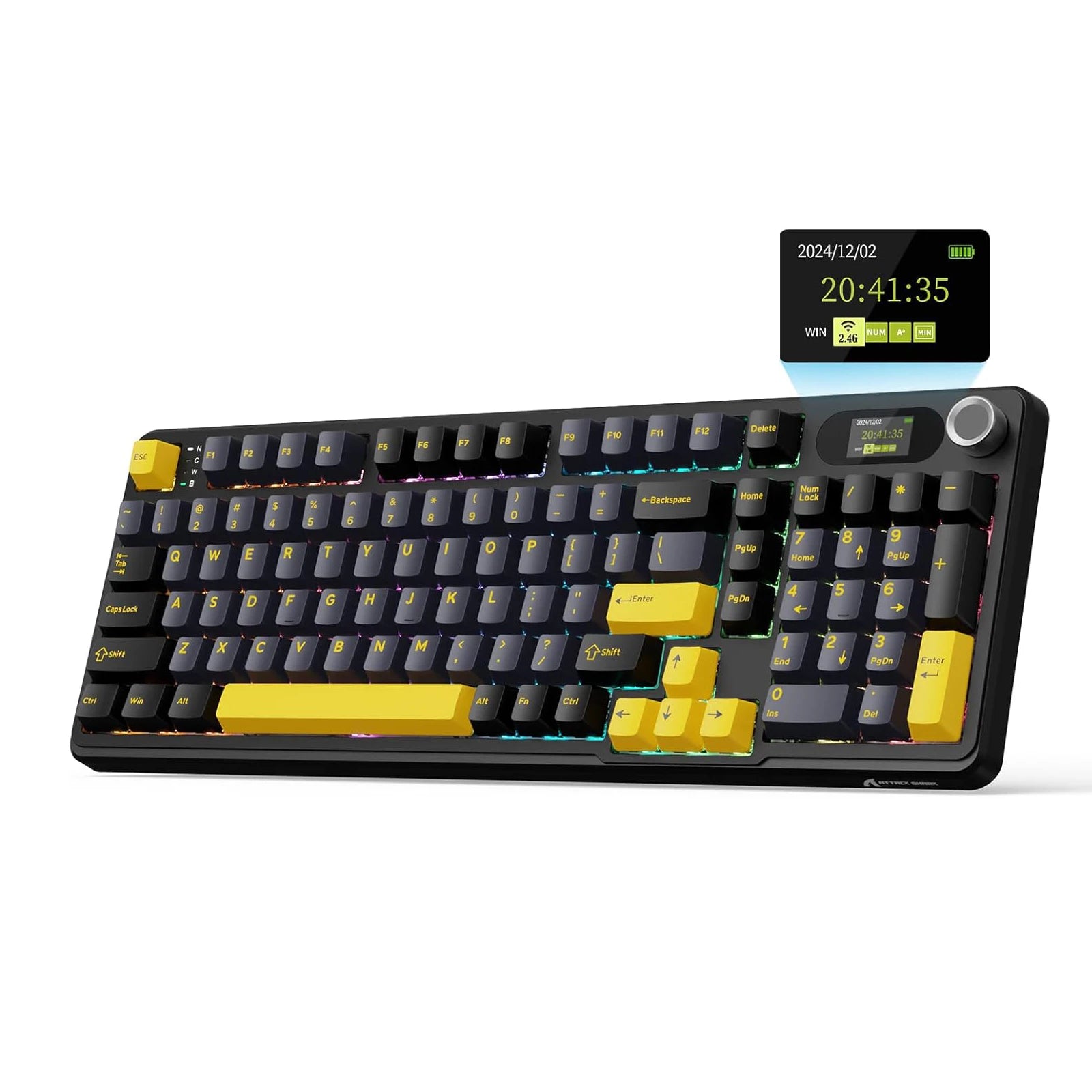 ATTACK SHARK X98Pro Wireless Mechanical Keyboard with Screen & Knob Tri-mode Gasket Hot Swappable RGB Keyboard Web