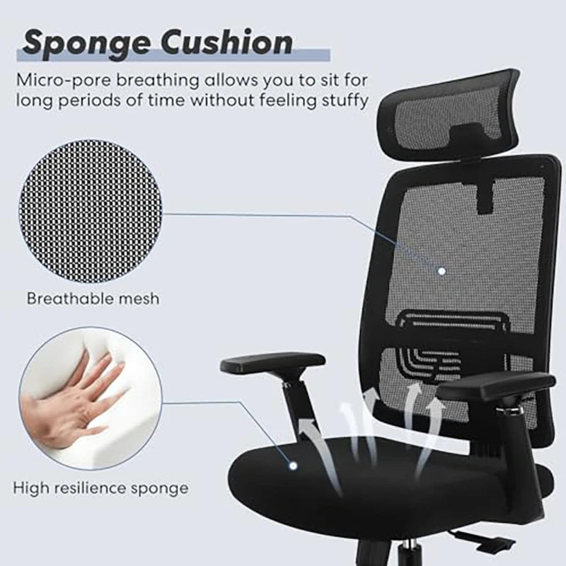 OMESER Ergonomic Office Chair High Back Adjustable Swivel PU Leather Desk Chair with Headrest & Lumbar Support for Home