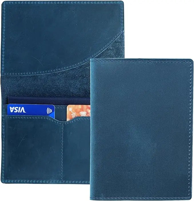 New Arrivals Genuine Crazy Horse Leather Passport Cover Solid Credit ID Card Case Holder Business Unisex Travel Wallet