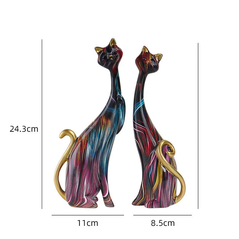 Nordic Graffiti Art Oil Painting Cat Decoration Resin Abstract Ornaments Figurines Bedroom Desktop Porch Cat Sculpture