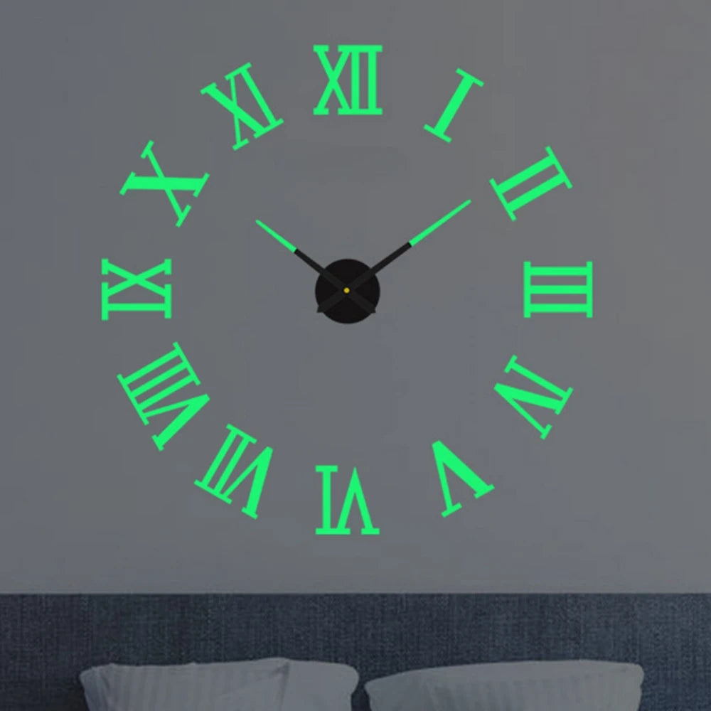 Large 3D Wall Clock Luminous Classic Wall Clocks DIY Digital Clock Wall Watches Stickers Silent Clock for Home Living