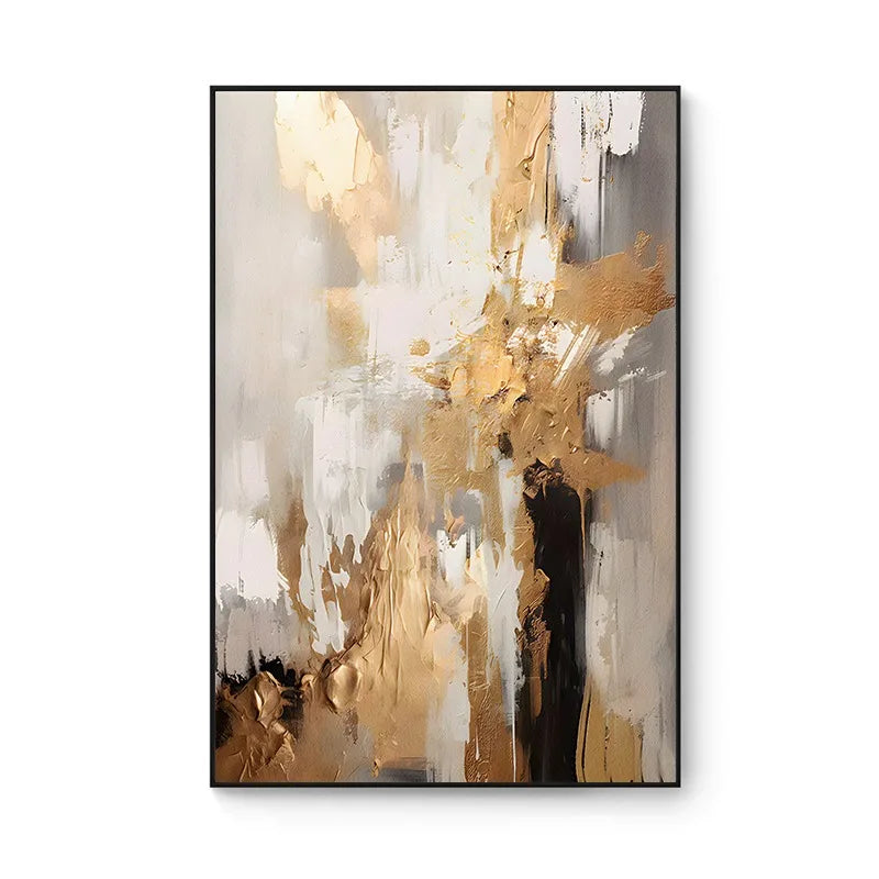 100% Hand Painted，Gold Grey Beige Black,Textured Painting Acrylic Abstract Oil Painting Wall Decor Living Room Office