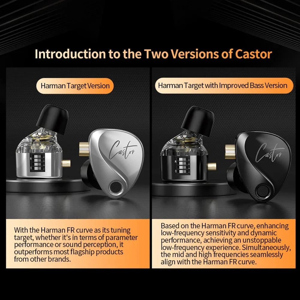 KZ Castor Wired Earbuds In Ear HiFi Earphone Detachable Cable 2 Dynamic Tunable Balanced Armature Earphones with Mic